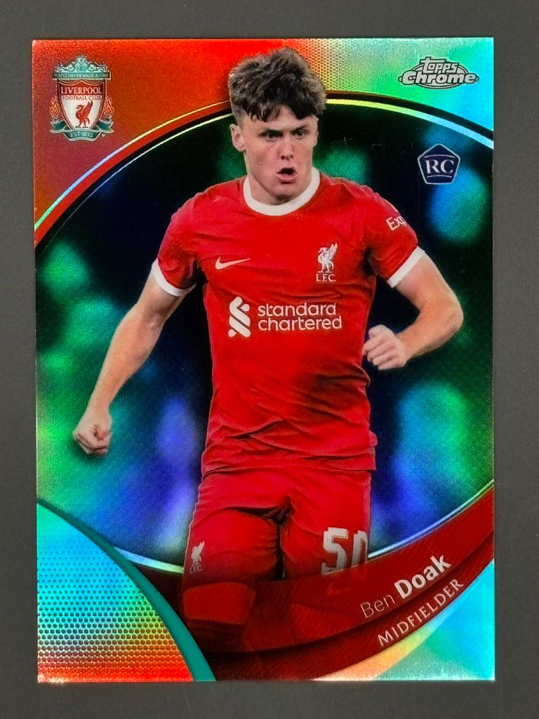 2023-24 Topps Chrome Liverpool FC Ben Doak #14 Aqua /99 Trading Card — front