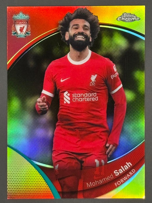 2023-24 Topps Chrome Liverpool FC Mohamed Salah #80 Yellow /75 Trading Card — front