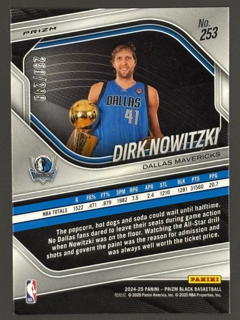 2024-25 Panini Prizm Black #253 Dirk Nowitzki Red Prizms #/299