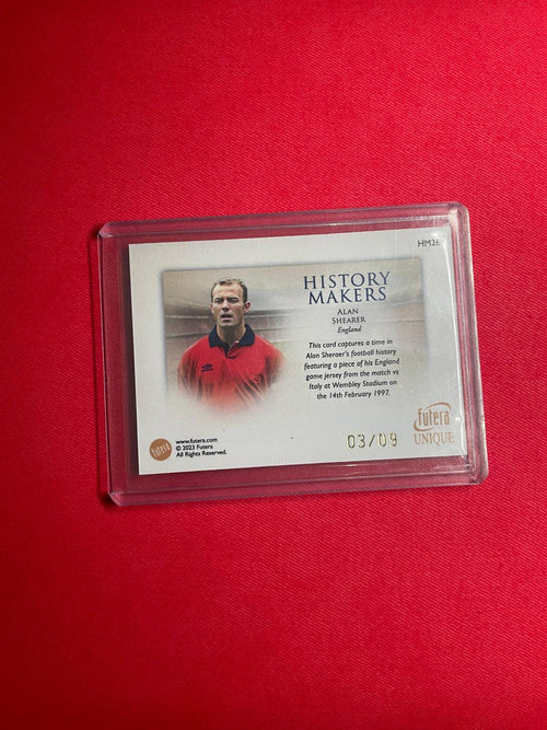 2023-24 Futera World Football Alan Shearer History Makers Relics Sapphire /9